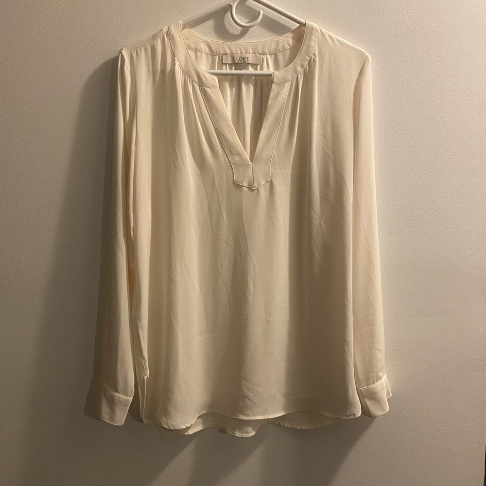 Loft Elegant Cream Blouse sz S